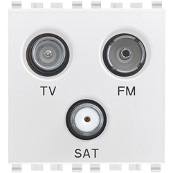 Presa TV-FM-SAT diretta 3 uscite 5-2400 MHz bianco 2 moduli