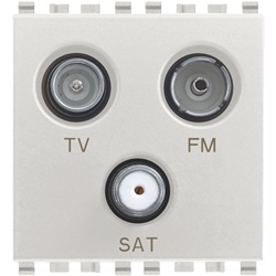 Presa coassiale TV-FM-SAT diretta 3 uscite 5-2400 MHz connettori maschio/femmina tipo F per impianti TV e satellitari