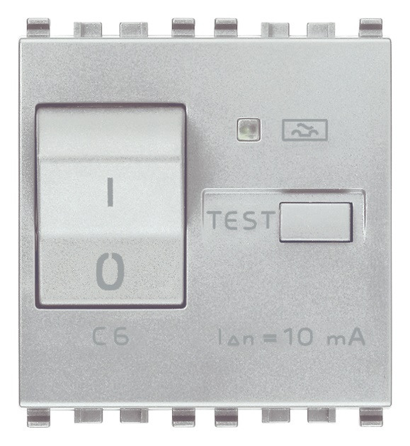 Interruttore magnetotermico differenziale 1P+N C6 10mA 2 moduli uso residenziale