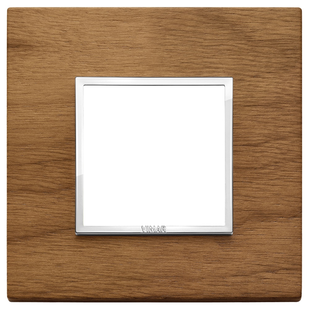 Placca 2 moduli legno naturale noce italiano per installazioni elettriche