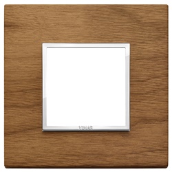 Placca 2 moduli legno naturale noce italiano per installazioni elettriche