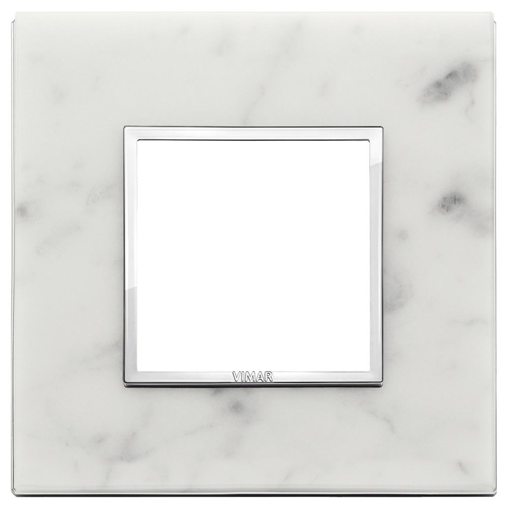 Placca 2 moduli pietra naturale bianco di Carrara per installazioni elettriche