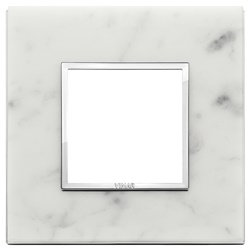 Placca 2 moduli pietra naturale bianco di Carrara per installazioni elettriche