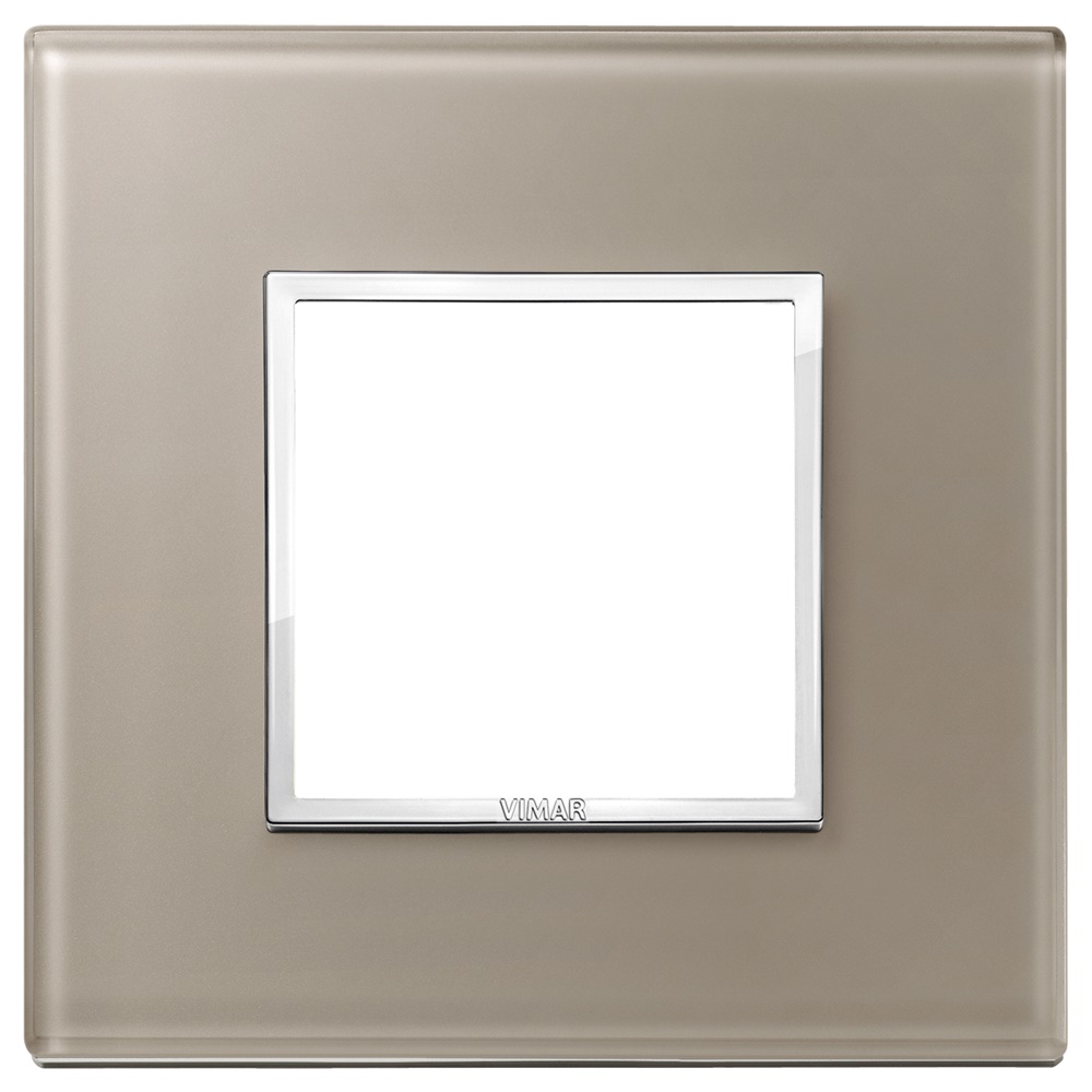Placca 2 moduli cristallo opale bruno per impianti elettrici