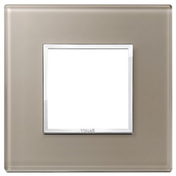 Placca 2 moduli cristallo opale bruno per impianti elettrici