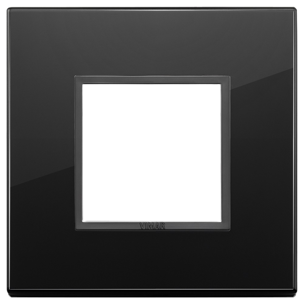 Placca 2 moduli cristallo nero totale diamante design moderno per installazioni elettriche