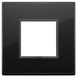 Placca 2 moduli cristallo nero totale diamante design moderno per installazioni elettriche