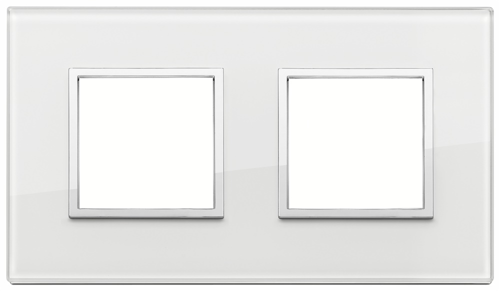 Placca 4 moduli (2+2) interasse 71 mm bianco diamante per installazioni interne