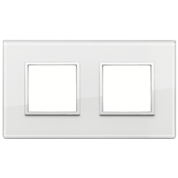 Placca 4 moduli (2+2) interasse 71 mm bianco diamante per installazioni interne