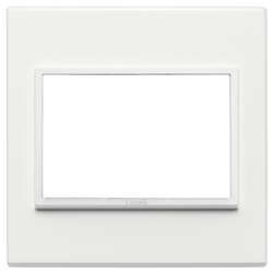 Placca 3 moduli BS alluminio bianco totale per installazioni elettriche