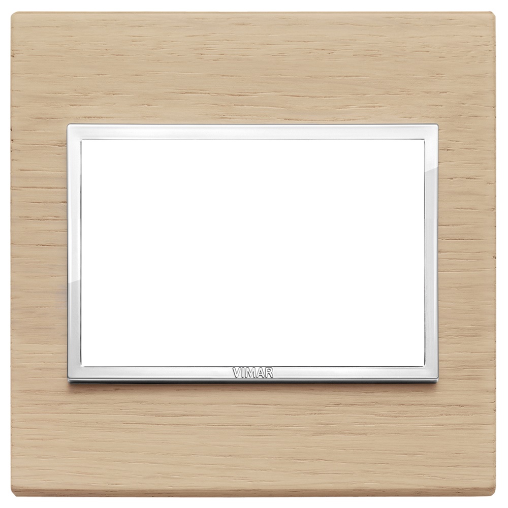 Placca 3 moduli BS rovere sbiancato legno naturale design moderno