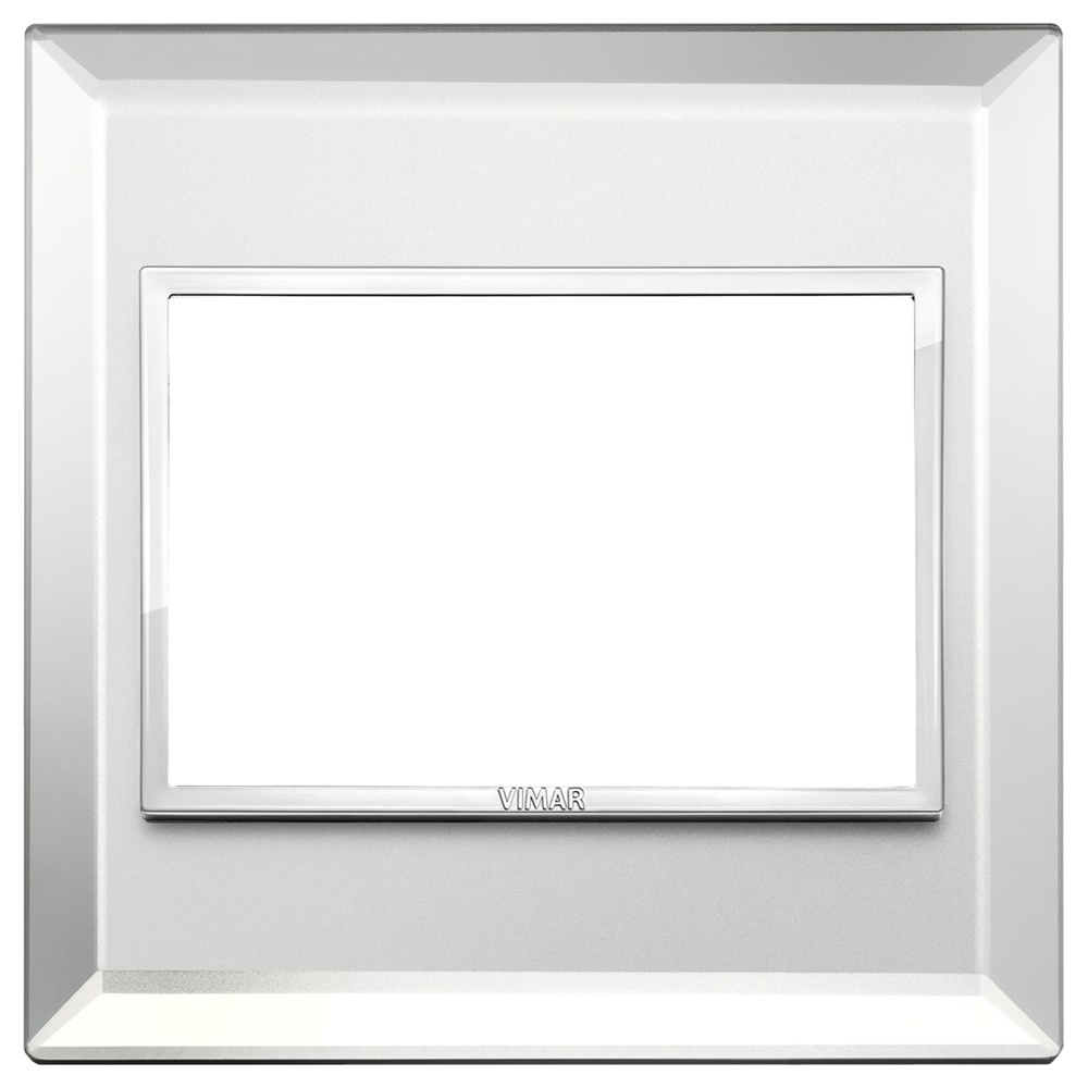 Placca 3 moduli BS cristallo argento ghiaccio per installazioni elettriche