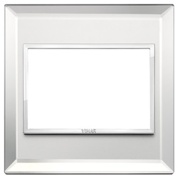 Placca 3 moduli BS cristallo argento ghiaccio per installazioni elettriche