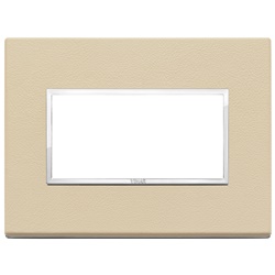 Placca 4 moduli crema per installazioni elettriche design pelle