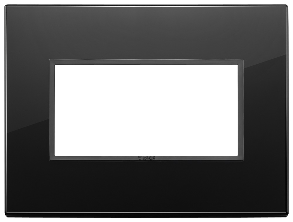 Placca 4 moduli cristallo nero totale diamante per installazioni elettriche