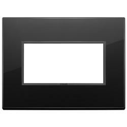 Placca 4 moduli cristallo nero totale diamante per installazioni elettriche
