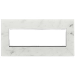 Placca 7 moduli pietra naturale bianco di Carrara per impianti elettrici