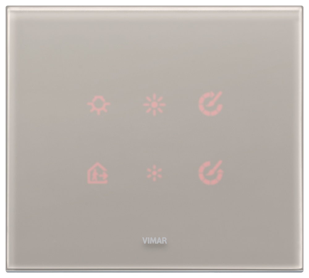 Placca elettronica 3 moduli cristallo grigio perla per installazioni elettriche