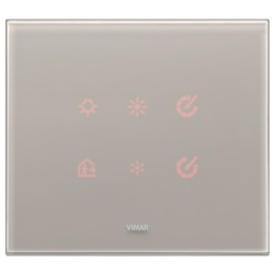 Placca elettronica 3 moduli cristallo grigio perla per installazioni elettriche