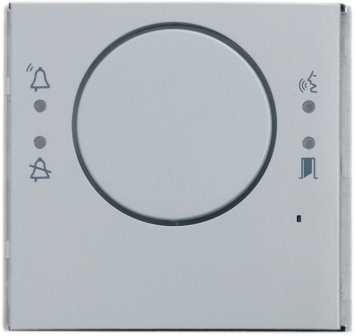 Frontalino audio cieco grigio chiaro con pittogrammi supporto policarbonato per impianti elettrici resistente urti IK07