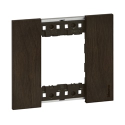 Placca Living Now 2 moduli legno noce design moderno per interruttori e prese