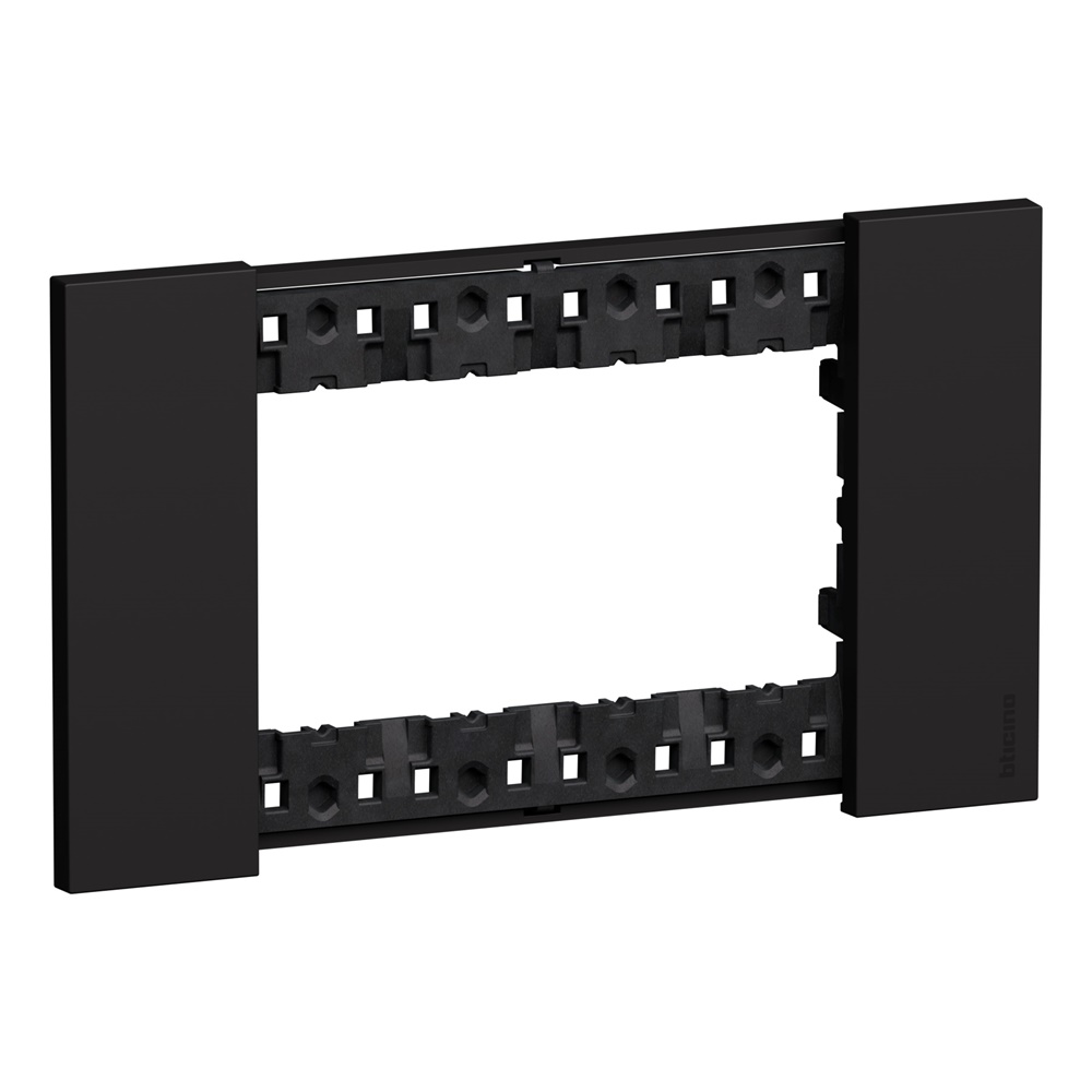 Placca elettrica 4 moduli nera plastica montaggio incasso residenziale commerciale