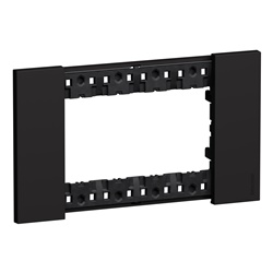 Placca elettrica 4 moduli nera plastica montaggio incasso residenziale commerciale
