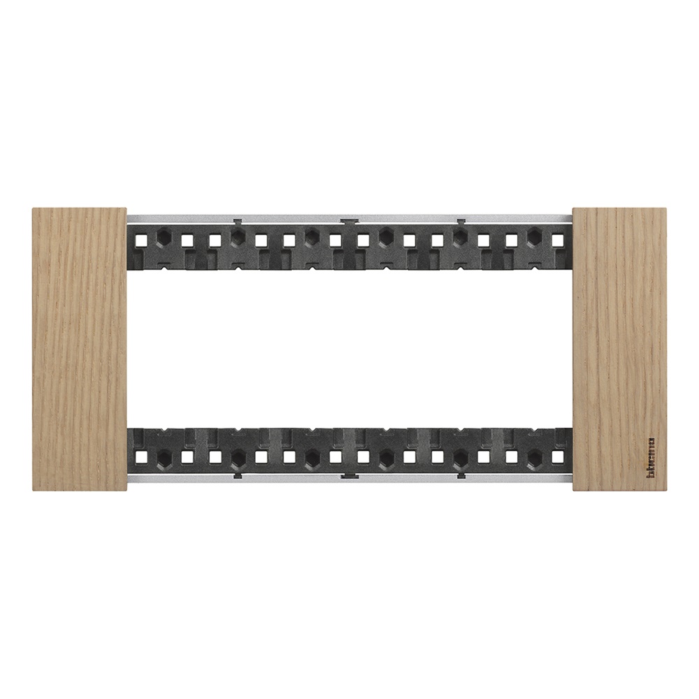 Placca incasso 6 moduli rovere legno design moderno impianti elettrici