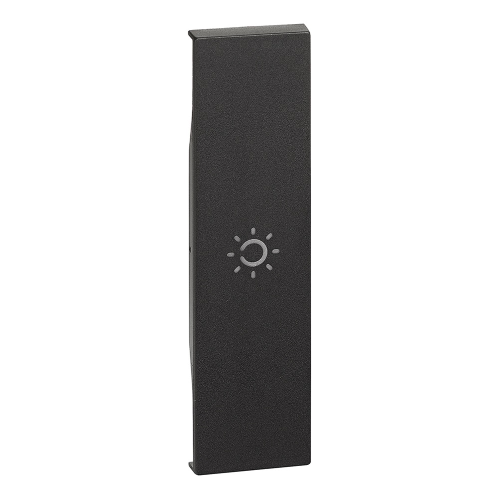 Cover comando luce 1 modulo nero opaco simbolo luminoso per impianti elettrici residenziali e professionali
