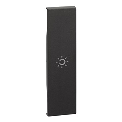 Cover comando luce 1 modulo nero opaco simbolo luminoso per impianti elettrici residenziali e professionali
