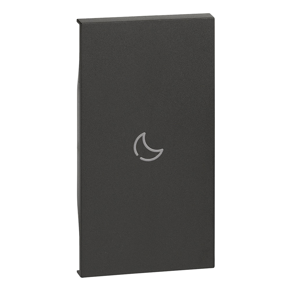 Cover interruttore 2 moduli nera opaca simbolo letto per attuatore illuminabile ambienti domestici