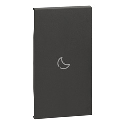 Cover interruttore 2 moduli nera opaca simbolo letto per attuatore illuminabile ambienti domestici