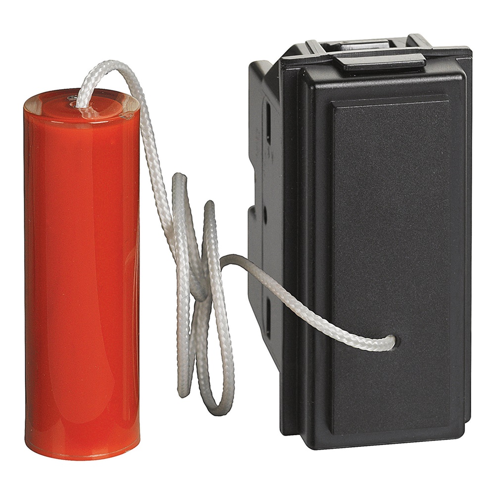 Pulsante elettrico 1P NO 10A a tirante nero per controllo circuiti elettrici