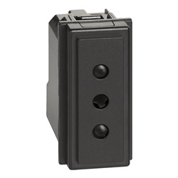 Presa elettrica 2P+T 10A 250VAC nera compatta per installazioni residenziali e commerciali