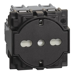 Presa elettrica flat 16A standard tedesco-italiano nera 2 moduli sicurezza casa e ufficio