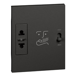 Presa rasoio incasso 230V 3 moduli nera isolamento sicurezza bagno