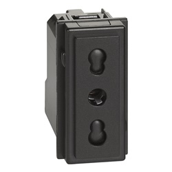 Presa elettrica 2P+T 10/16A 250Vac bipolare con terra nera per uso domestico e professionale