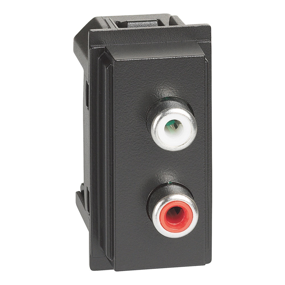 Modulo doppio RCA nero L.NOW per connessioni audio video professionali