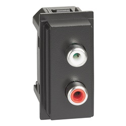 Modulo doppio RCA nero L.NOW per connessioni audio video professionali