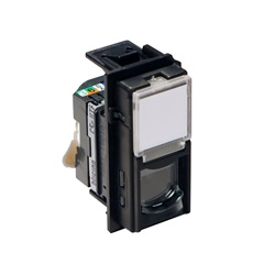 Connettore RJ45 tool-less UTP Cat5E nero per cablaggio rete dati e telefonia