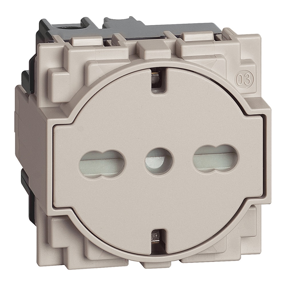 Presa elettrica flat 16A 2P+T standard tedesco-italiano sabbia per installazioni sicure