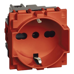 Presa bipasso 2P+T 16A 250V rossa con protezione alveoli, compatibile spine Italia e Germania