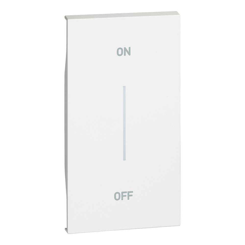 Cover illuminabile 2 moduli bianco con serigrafia funzione ON/OFF per attuatore e comando L.NOW