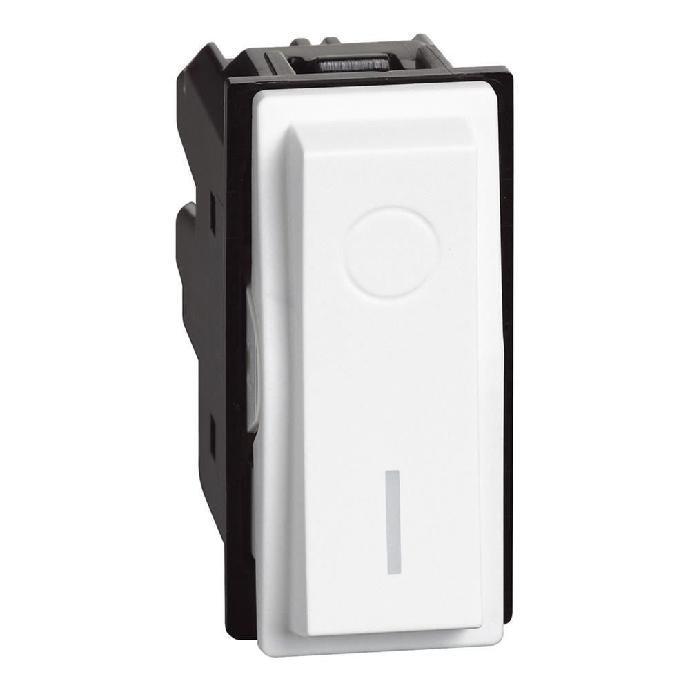 Interruttore bipolare 2P 16AX 250V bianco illuminabile 1 modulo incasso residenziale commerciale