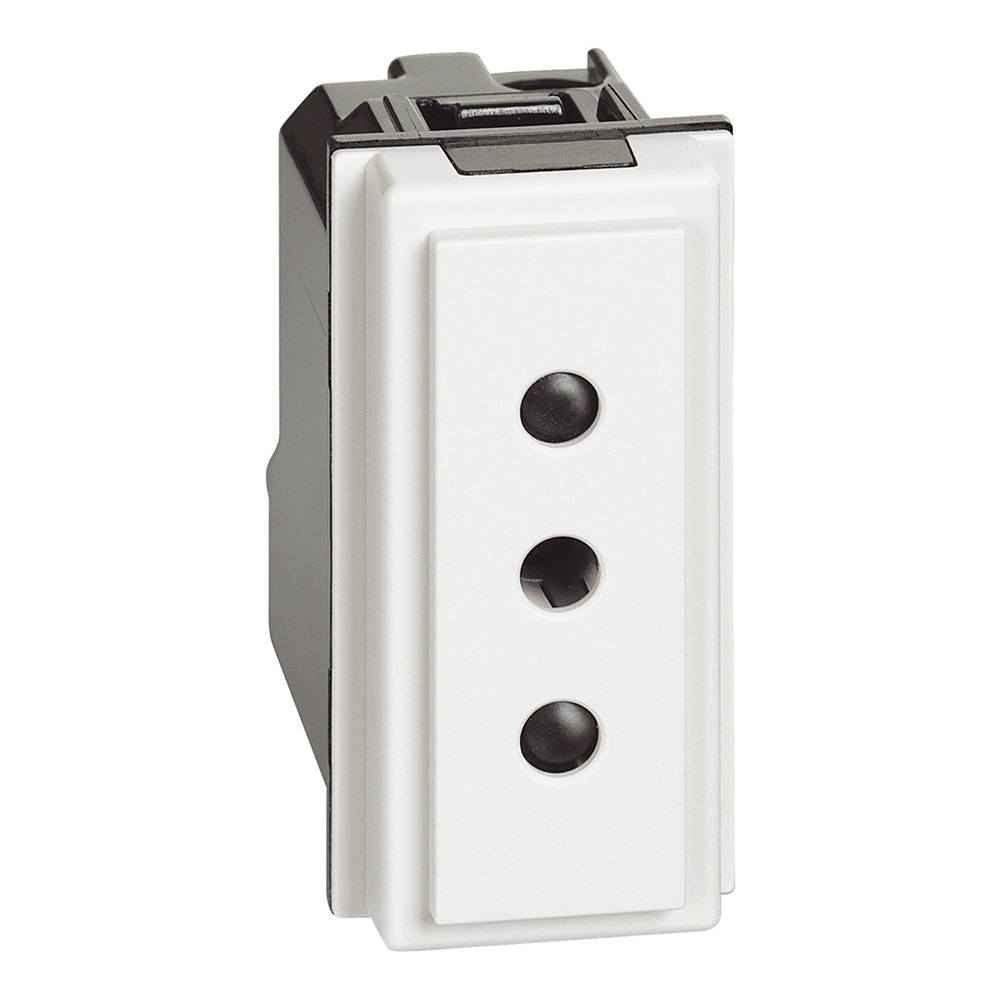 Presa elettrica 2P+T 10A 250VAC bianca compatta per impianti domestici e professionali