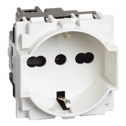 Presa elettrica bipasso 10/16A 2 moduli bianca con protezione terra per uso civile e industriale