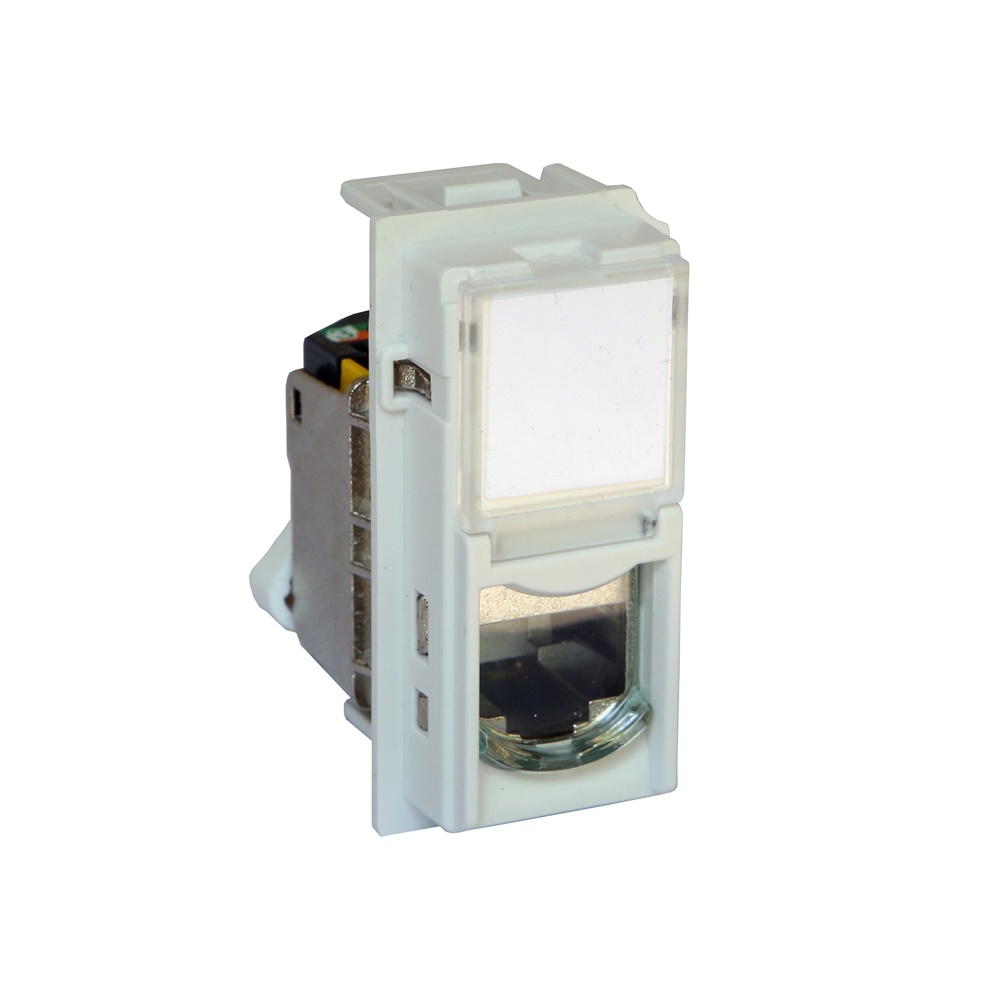 Connettore RJ45 Toolless UTP Cat6A Bianco per Reti Dati Alta Velocità Installazione Incasso