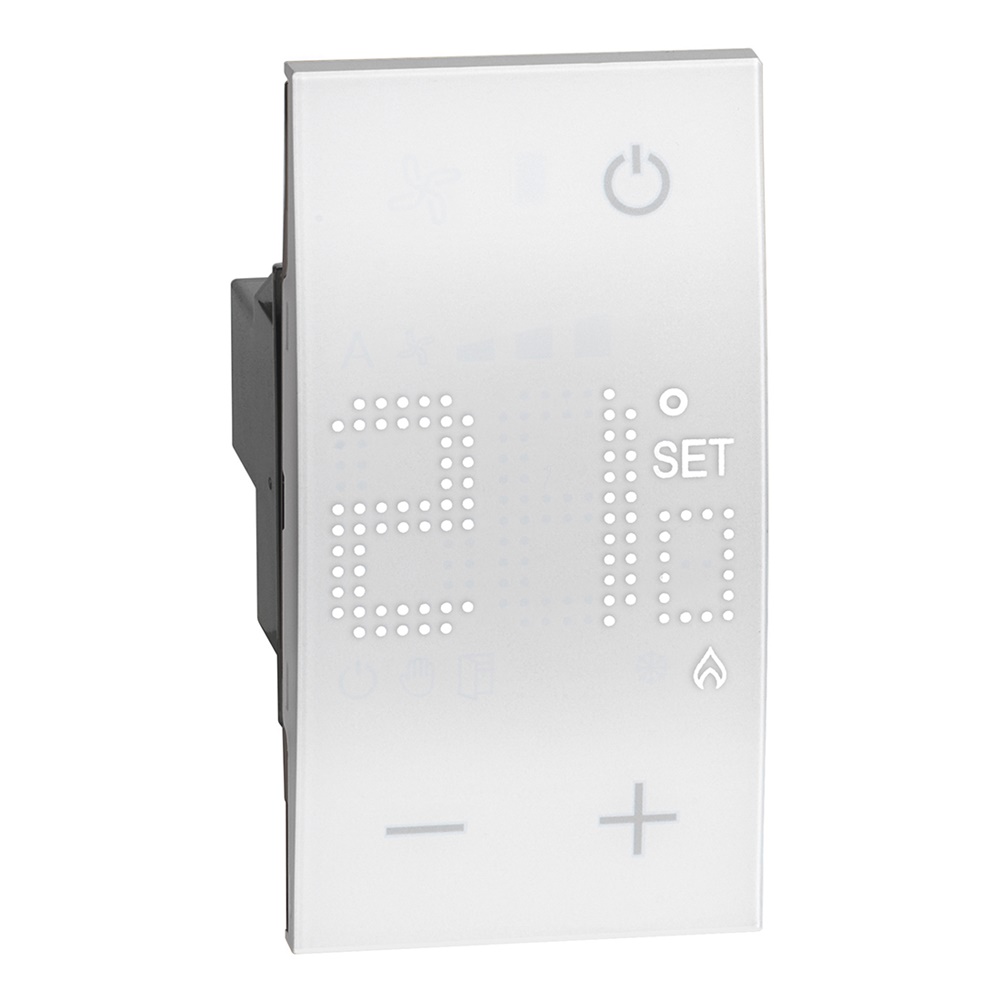 Termostato elettronico ambiente 230V bianco 2 moduli controllo riscaldamento residenziale commerciale
