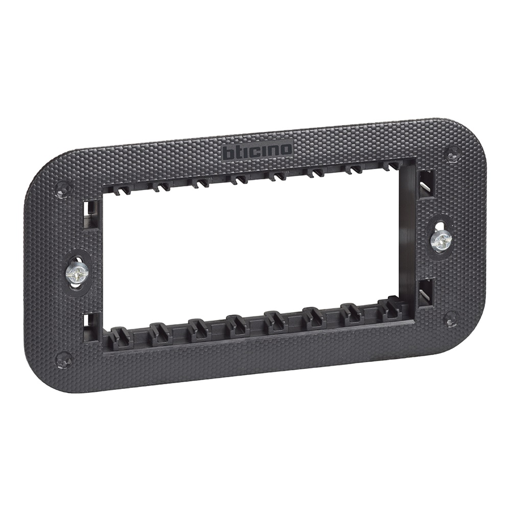 Supporto modulare elettrico L.NOW 4 moduli montaggio orizzontale con valva protezione per impianti elettrici professionali