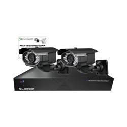 Kit IP, NVR IPNVR108DPOE + 2 telecamere IPCAM162B + cartello 43500